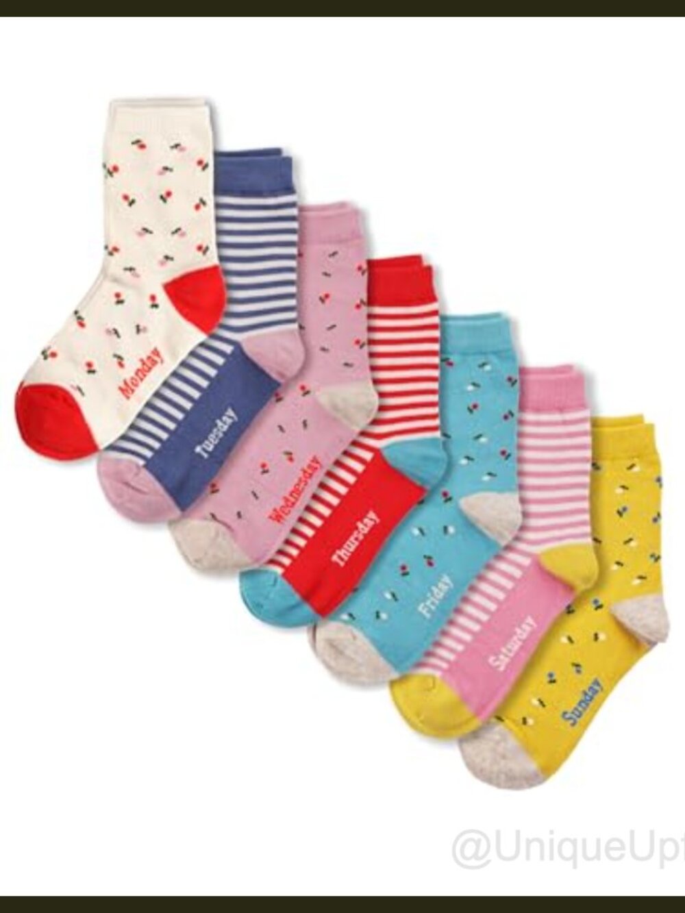 7 Pack Days of the Week Kids Girls Novelty Socks Gift Box